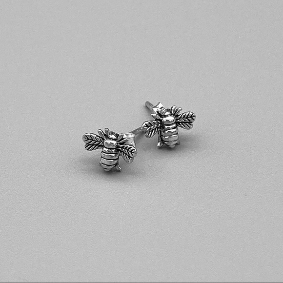 Sterling Silver Bumblebee Earrings,Silver Earrings - Picture 4 of 5
